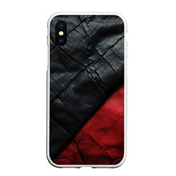 Чехол iPhone XS Max матовый Черно - красная кожа, цвет: 3D-белый