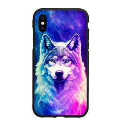 Чехол iPhone XS Max матовый Волк космический, цвет: 3D-черный