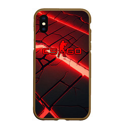 Чехол iPhone XS Max матовый CS GO red neon, цвет: 3D-коричневый