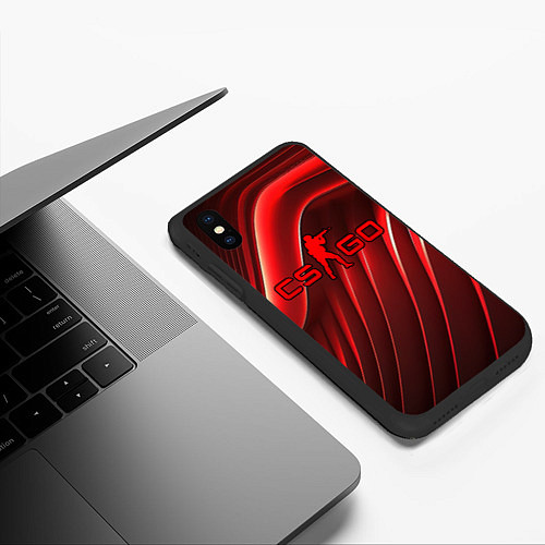 Чехол iPhone XS Max матовый CS GO red abstract / 3D-Черный – фото 3