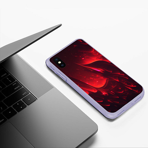 Чехол iPhone XS Max матовый Красные огоньки абстракция / 3D-Светло-сиреневый – фото 3