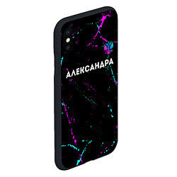 Чехол iPhone XS Max матовый Александра и неоновый герб России: символ сверху, цвет: 3D-черный — фото 2