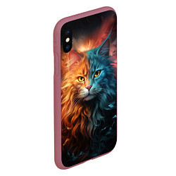 Чехол iPhone XS Max матовый Сердитый котик, цвет: 3D-малиновый — фото 2