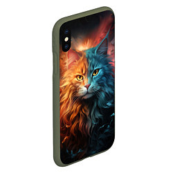 Чехол iPhone XS Max матовый Сердитый котик, цвет: 3D-темно-зеленый — фото 2