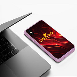 Чехол iPhone XS Max матовый CS GO fire logo, цвет: 3D-сиреневый — фото 2
