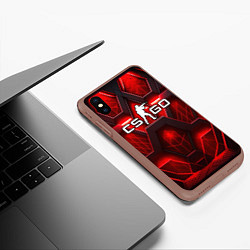 Чехол iPhone XS Max матовый CS GO red space abstract, цвет: 3D-коричневый — фото 2