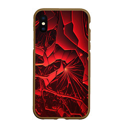 Чехол iPhone XS Max матовый Объемные красные разломы, цвет: 3D-коричневый