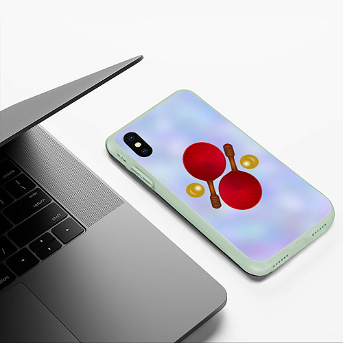 Чехол iPhone XS Max матовый Теннисный дизайн / 3D-Салатовый – фото 3