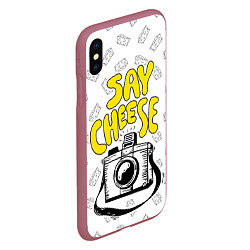 Чехол iPhone XS Max матовый Say cheese, цвет: 3D-малиновый — фото 2