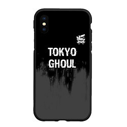 Чехол iPhone XS Max матовый Tokyo Ghoul glitch на темном фоне: символ сверху