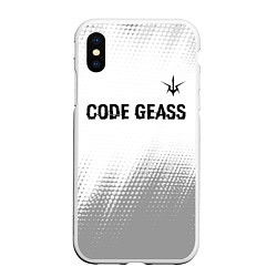 Чехол iPhone XS Max матовый Code Geass glitch на светлом фоне: символ сверху, цвет: 3D-белый