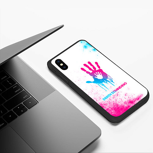 Чехол iPhone XS Max матовый Death Stranding neon gradient style / 3D-Черный – фото 3