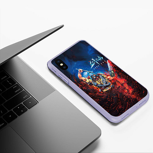 Чехол iPhone XS Max матовый Sodom Cod red / 3D-Светло-сиреневый – фото 3