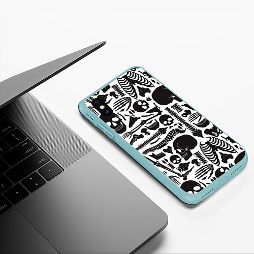 Чехол iPhone XS Max матовый Human osteology / 3D-Мятный – фото 3