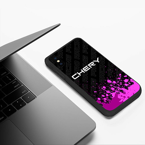 Чехол iPhone XS Max матовый Chery pro racing: символ сверху / 3D-Черный – фото 3