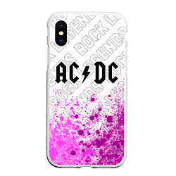 Чехол iPhone XS Max матовый AC DC rock legends: символ сверху, цвет: 3D-белый