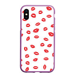 Чехол iPhone XS Max матовый Kiss, цвет: 3D-фиолетовый