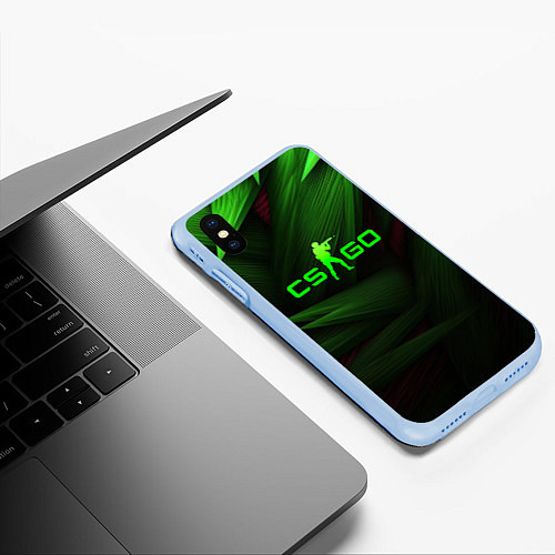 Чехол iPhone XS Max матовый CS GO green logo / 3D-Голубой – фото 3