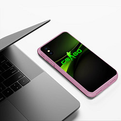 Чехол iPhone XS Max матовый CS GO black green logo, цвет: 3D-розовый — фото 2