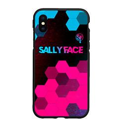 Чехол iPhone XS Max матовый Sally Face - neon gradient: символ сверху