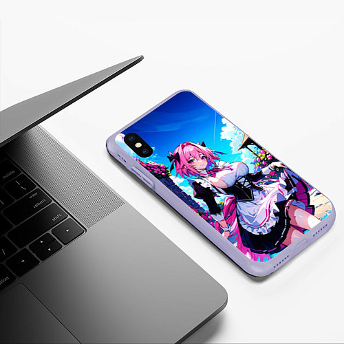 Чехол iPhone XS Max матовый Астольфо служанка - Fate grand order / 3D-Светло-сиреневый – фото 3