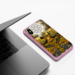 Чехол iPhone XS Max матовый Золотой орёл - славянский орнамент, цвет: 3D-розовый — фото 2
