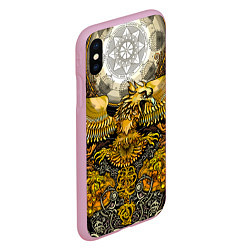 Чехол iPhone XS Max матовый Золотой орёл - славянский орнамент, цвет: 3D-розовый — фото 2