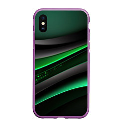 Чехол iPhone XS Max матовый Black green line, цвет: 3D-фиолетовый
