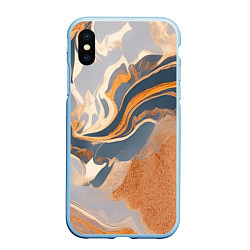 Чехол iPhone XS Max матовый Разноцветная яшма, цвет: 3D-голубой