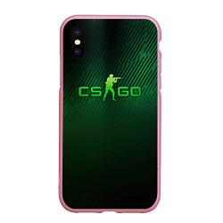 Чехол iPhone XS Max матовый CSGO green logo, цвет: 3D-розовый