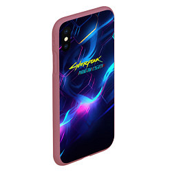 Чехол iPhone XS Max матовый Cyberpunk phantom logo neon, цвет: 3D-малиновый — фото 2