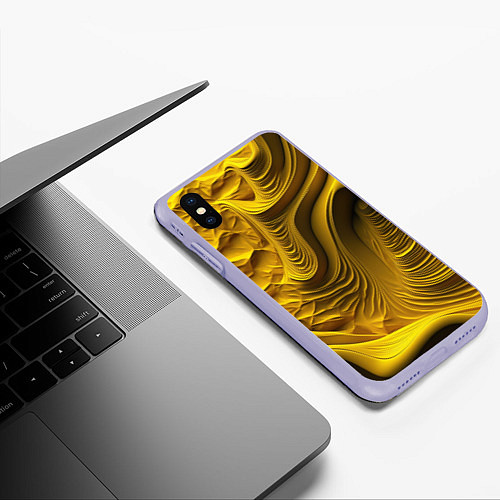 Чехол iPhone XS Max матовый Объемная желтая текстура / 3D-Светло-сиреневый – фото 3