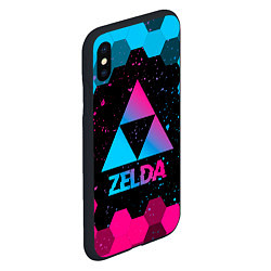 Чехол iPhone XS Max матовый Zelda - neon gradient, цвет: 3D-черный — фото 2