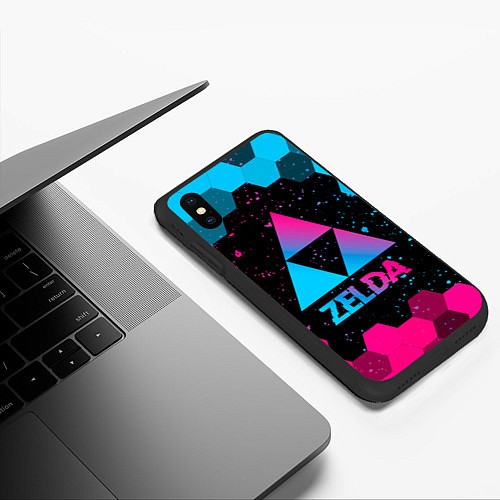 Чехол iPhone XS Max матовый Zelda - neon gradient / 3D-Черный – фото 3