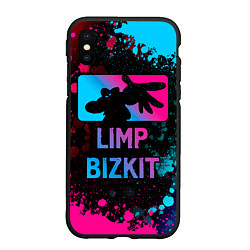 Чехол iPhone XS Max матовый Limp Bizkit - neon gradient, цвет: 3D-черный