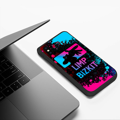 Чехол iPhone XS Max матовый Limp Bizkit - neon gradient / 3D-Черный – фото 3