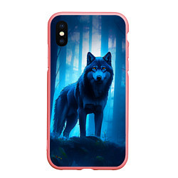 Чехол iPhone XS Max матовый Волк в ночном лесу, цвет: 3D-баблгам
