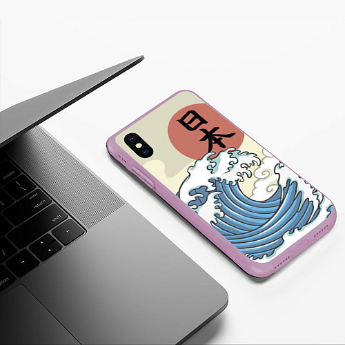 Чехол iPhone XS Max матовый Япония море / 3D-Сиреневый – фото 3