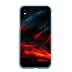 Чехол iPhone XS Max матовый Red black abstract, цвет: 3D-голубой