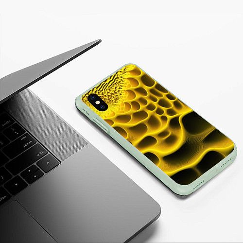 Чехол iPhone XS Max матовый Yellow background / 3D-Салатовый – фото 3