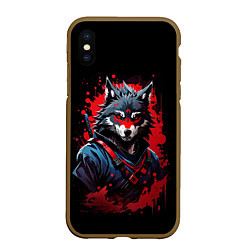 Чехол iPhone XS Max матовый Волк-самурай, цвет: 3D-коричневый
