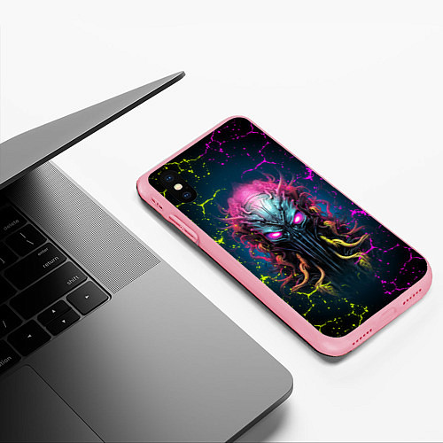 Чехол iPhone XS Max матовый Alien - neon style / 3D-Баблгам – фото 3