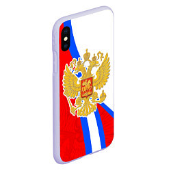 Чехол iPhone XS Max матовый Герб РФ - Российский триколор, цвет: 3D-светло-сиреневый — фото 2