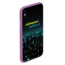 Чехол iPhone XS Max матовый Cyberpunk logo neon, цвет: 3D-фиолетовый — фото 2