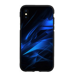 Чехол iPhone XS Max матовый Black blue texture, цвет: 3D-черный