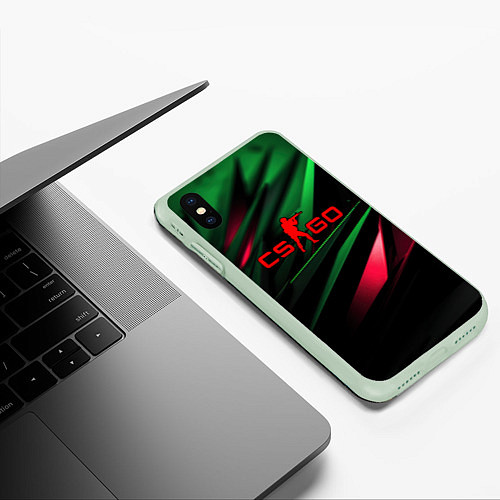 Чехол iPhone XS Max матовый CS GO green red / 3D-Салатовый – фото 3