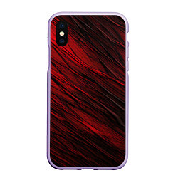 Чехол iPhone XS Max матовый Black red texture, цвет: 3D-светло-сиреневый