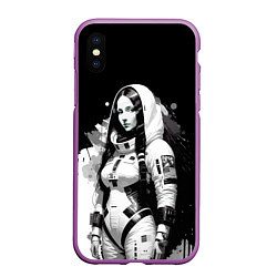 Чехол iPhone XS Max матовый Красивая девчонка - космонавт Nasa, цвет: 3D-фиолетовый