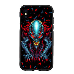 Чехол iPhone XS Max матовый Инопланетный монстр, цвет: 3D-черный