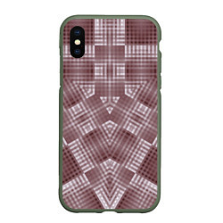 Чехол iPhone XS Max матовый В коричневых тонах геометрический узор, цвет: 3D-темно-зеленый